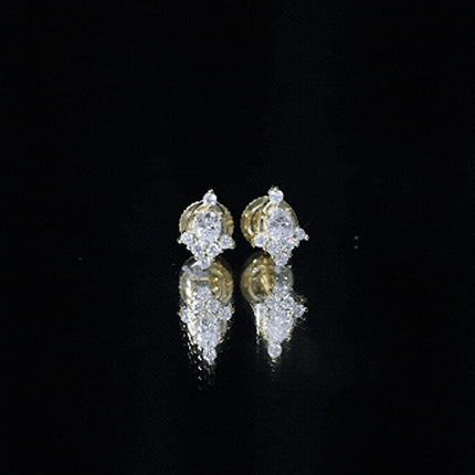 Certified Moissanite Stud Earrings in Yellow Gold Plated Silver