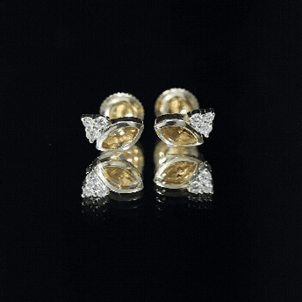 Bezel Set Citrine Marquise Stud Earrings with Diamonds