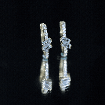 Natural Half Carat Aquamarine Hoop Earrings with Lab Diamond