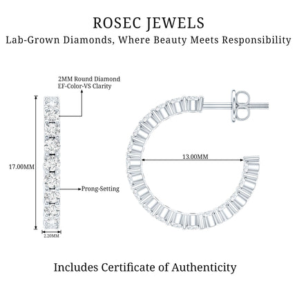 Lab Grown Diamond Hoop Earrings with Screw Back