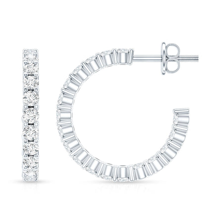 Lab Grown Diamond Hoop Earrings with Screw Back