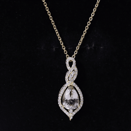 Certified 1.75 Carat Morganite Teardrop Necklace with Diamond