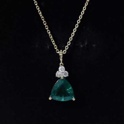 3.5 Carat Trilliant Cut Lab Grown Emerald Diamond Bridal Necklace With Chain