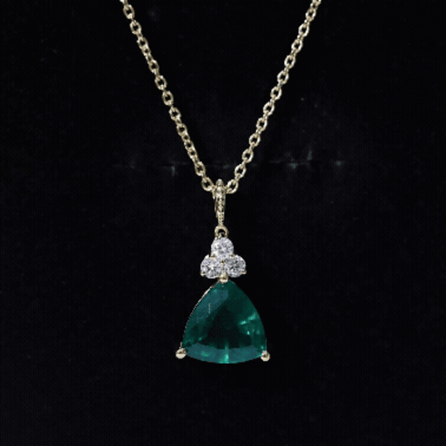 3.5 Carat Trilliant Cut Lab Grown Emerald Diamond Bridal Necklace With Chain