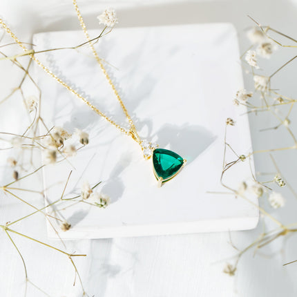 3.5 Carat Trilliant Cut Lab Grown Emerald Diamond Bridal Necklace With Chain