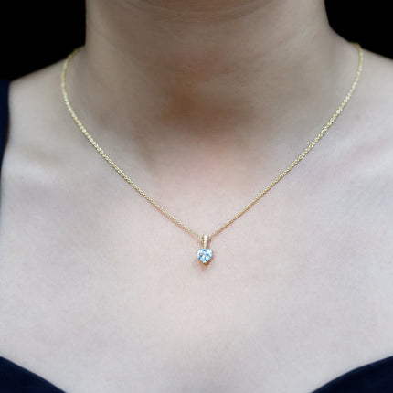 1 Carat Sky Blue Topaz Heart Pendant Necklace with Diamond
