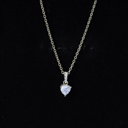 Yellow Gold Plated Silver 0.5 Carat Moissanite Heart Pendant with Chain