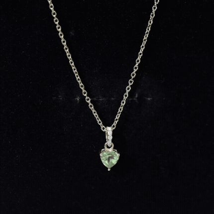Natural 05 CT Heart Shape Peridot Diamond Pendant Necklace with Chain