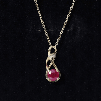 Natural 1.5 Carat Ruby and Diamond Infinity Necklace with Silver Chain