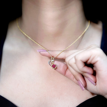 Natural 1.5 Carat Ruby and Diamond Infinity Necklace with Silver Chain