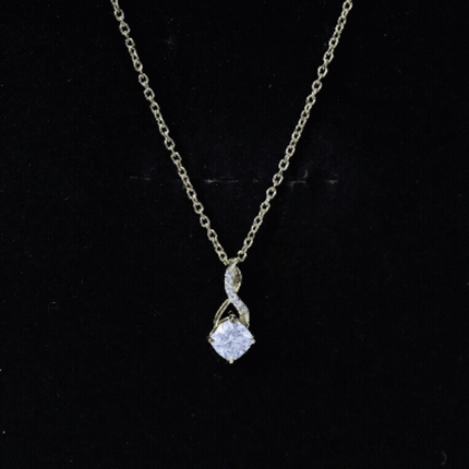 Certified 1.2 Carat Cushion Cut Moissanite Infinity Necklace with Silver Chain