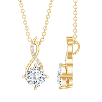 Certified 1.2 Carat Cushion Cut Moissanite Infinity Necklace with Silver Chain