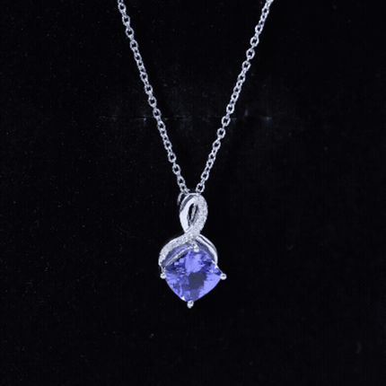 Genuine 1.89 Carat Tanzanite Infinity Necklace with Silver Chain