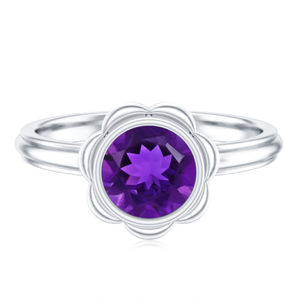 1 Carat Amethyst Engagement Ring in Bezel Setting