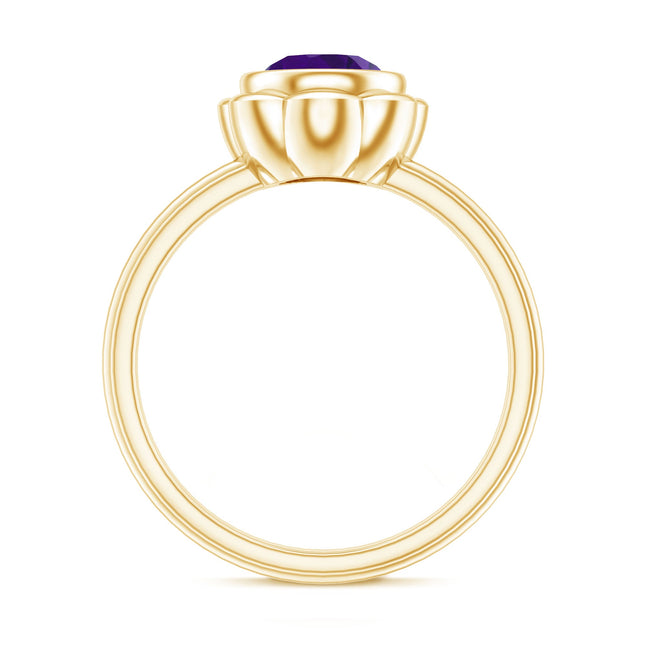1 Carat Amethyst Engagement Ring in Bezel Setting