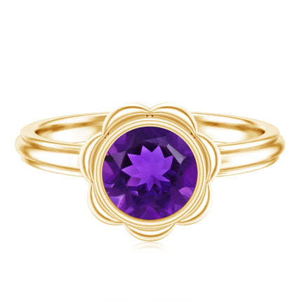 1 Carat Amethyst Engagement Ring in Bezel Setting