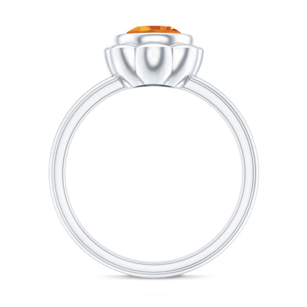 1 Carat Citrine Solitaire Engagement Ring in Bezel Setting