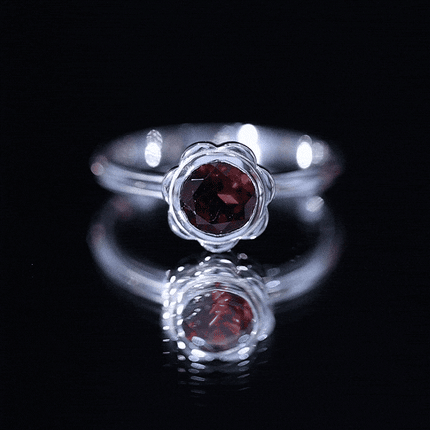 1.7 Carat Round Cut Garnet Flower Engagement Ring for Women