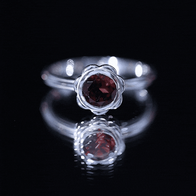 1.7 Carat Round Cut Garnet Flower Engagement Ring for Women