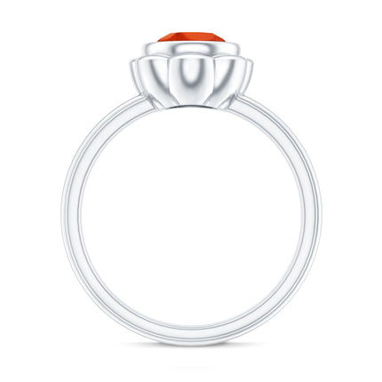 1.5 Carat Lab Grown Orange Sapphire Bezel Set Engagement Ring