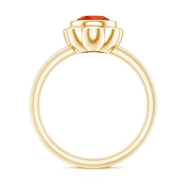 1.5 Carat Lab Grown Orange Sapphire Bezel Set Engagement Ring