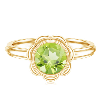 Bezel Set 1.2 Carat Peridot Engagement Ring for Women