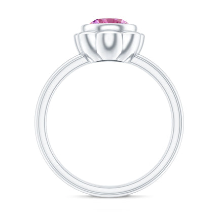 1 Carat Round Pink Tourmaline Flower Engagement Ring