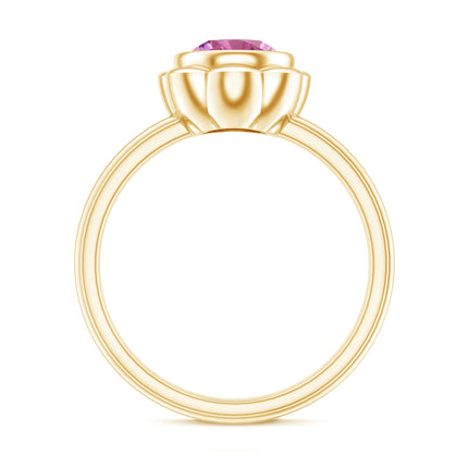 1 Carat Round Pink Tourmaline Flower Engagement Ring