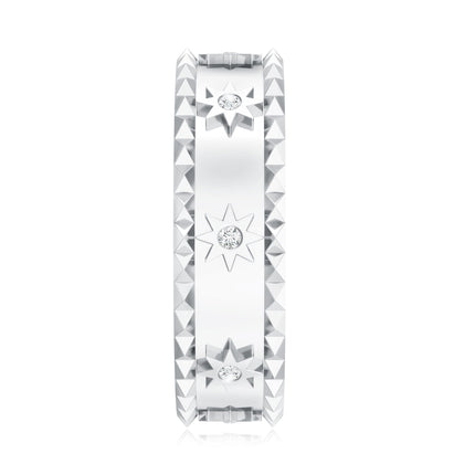 Vintage Inspired Lab Grown Diamond Starburst Wedding Band