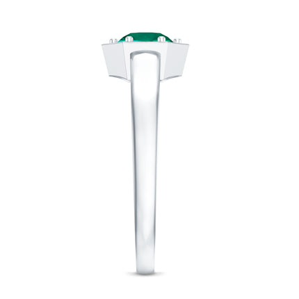 Certified 0.8 Carat Lab Created Emerald Solitaire Engagement Ring