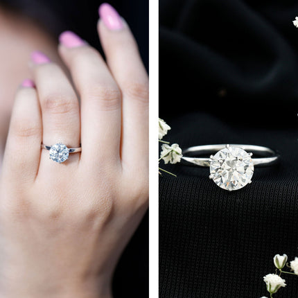 2 Carat Lab Grown Diamond Solitaire Engagement Ring with Hidden Halo