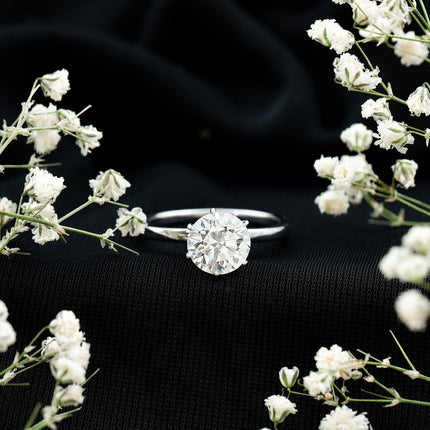2 Carat Lab Grown Diamond Solitaire Engagement Ring with Hidden Halo