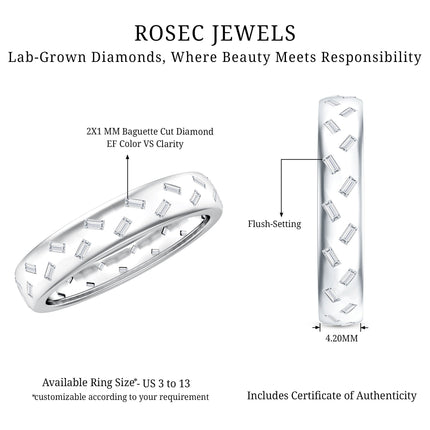 Baguette Cut Lab Grown Diamond Wedding Band With Certificate
