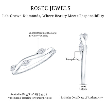 Marquise Cut Lab Grown Diamond Wedding Band