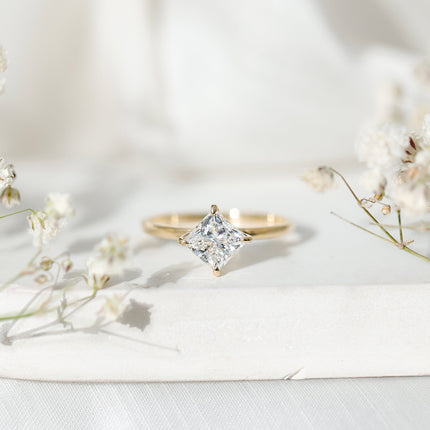 1.25 CT Princess Cut Lab Grown Diamond Solitaire Engagement Ring