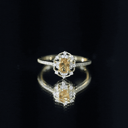 Genuine Citrine Vintage Engagement Ring in Gold Plated Silver