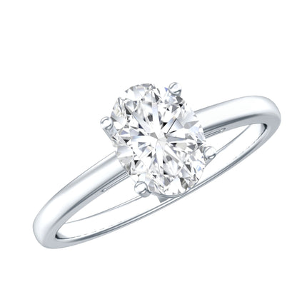 Certified 6X8mm Solitaire Moissanite Oval Engagement Ring