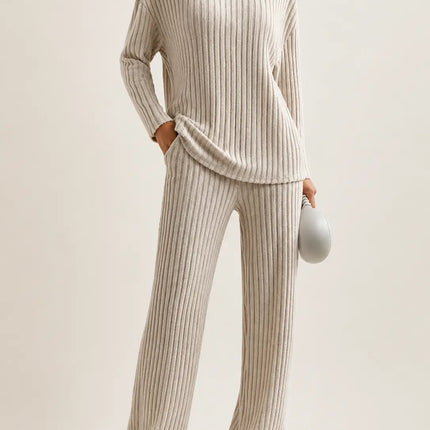 Ribbed Knit Lounge Set – LÁVINE™ Cozy Two-Piece Outfit for Women