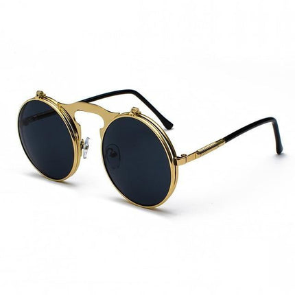 Round Flip-Up Retro Sunglasses Collection - 14 Colors