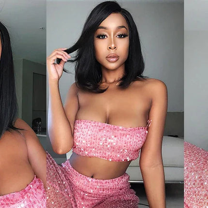 13x4 Glueless Short Bob Wig | Straight Brazilian Remy Hair | Ready to Wear