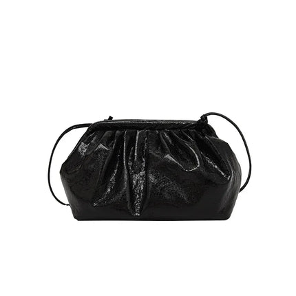 Small Luxury Design Women's Leather Silver Cloud Bag | Gold Crossbody & Ladies Party Clutch Purse (Sequined, Ruched Handbag)
