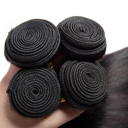 12A Peruvian Straight Bundles | 100% Raw Virgin Human Hair Extensions (Natural Black, 1/3/4 Pcs)