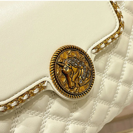Luxury Genuine Leather Chain Shoulder Bag for Women | New Designer Large Capacity Underarm Handbag (Diamond Lattice)