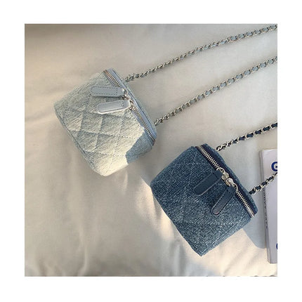 Mini Denim Crossbody Bags for Women | Lingge Chains Shoulder Bag & Fashion Brands Box Bag (Lipstick Coins Purses & Handbags)