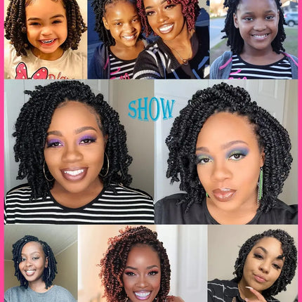 Bob Spring Twist Crochet Hair | Pre-Twisted Passion Twists | Pre-Looped Braids | 6-8 Inch | 20 Strands/Pack