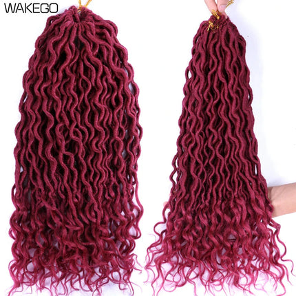 Goddess Faux Locs Crochet Hair | 18" Soft Curly Braids | Ombre Dreadlocks Extensions | 24 Strands/Pack