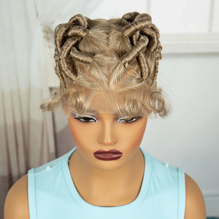 Ginger Orange Bantu Knotless Braids Wig | Full Lace | Baby Hair