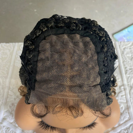 18" Curly End Box Braided Lace Front Wig | 4x4 Lace | Baby Hair | Synthetic Afro Wig