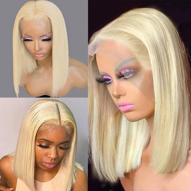 613 Honey Blonde Bob Lace Front Human Hair Wigs 13x4 Remy Brazilian Straight Short Bob 10 14 Inch