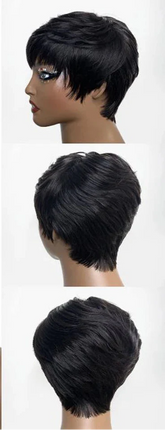 Rebecca Burgundy Red & Blonde Pixie Bob Wig | Short Straight Glueless Human Hair with Bangs